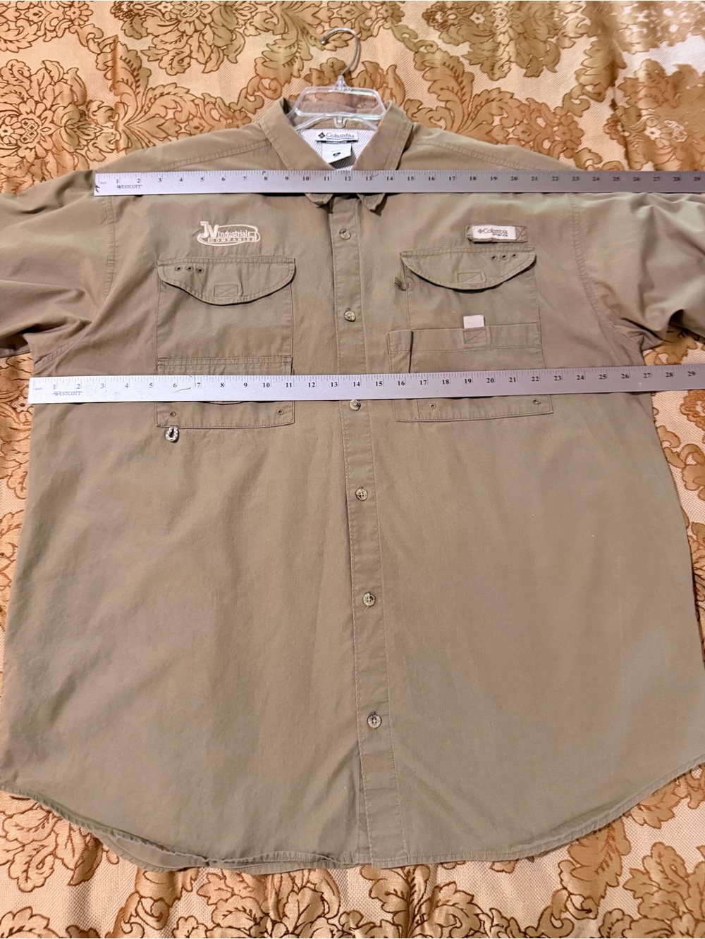 Columbia PFG Shirt Fishing Vented Short Sleeve Button Down Tan/Brown Men’s Sz XL - Picture 15 of 16